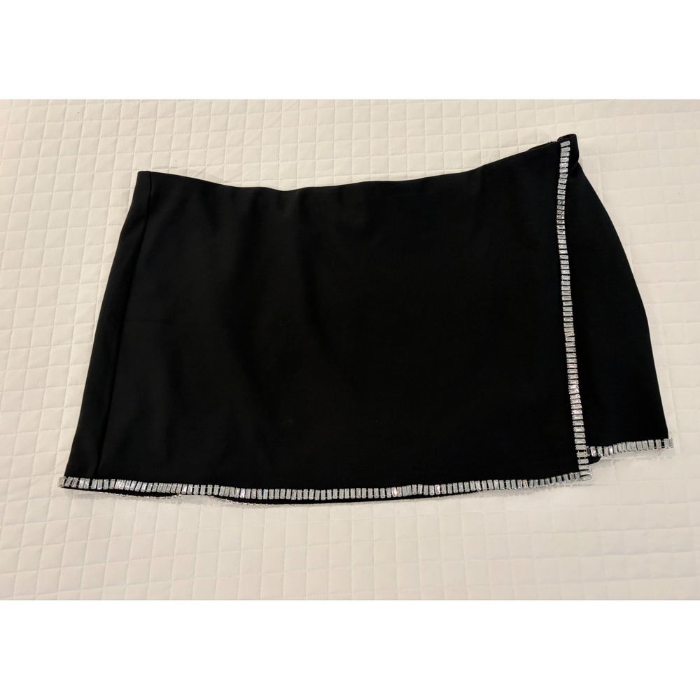 Abercrombie & Fitch Black Rhinestone Trim Wrap Skort XXL